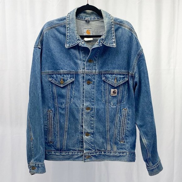 Vintage Denim Men's Carhartt jean jacket Streetwear Retro made in USA Large - Picture 2 of 13
